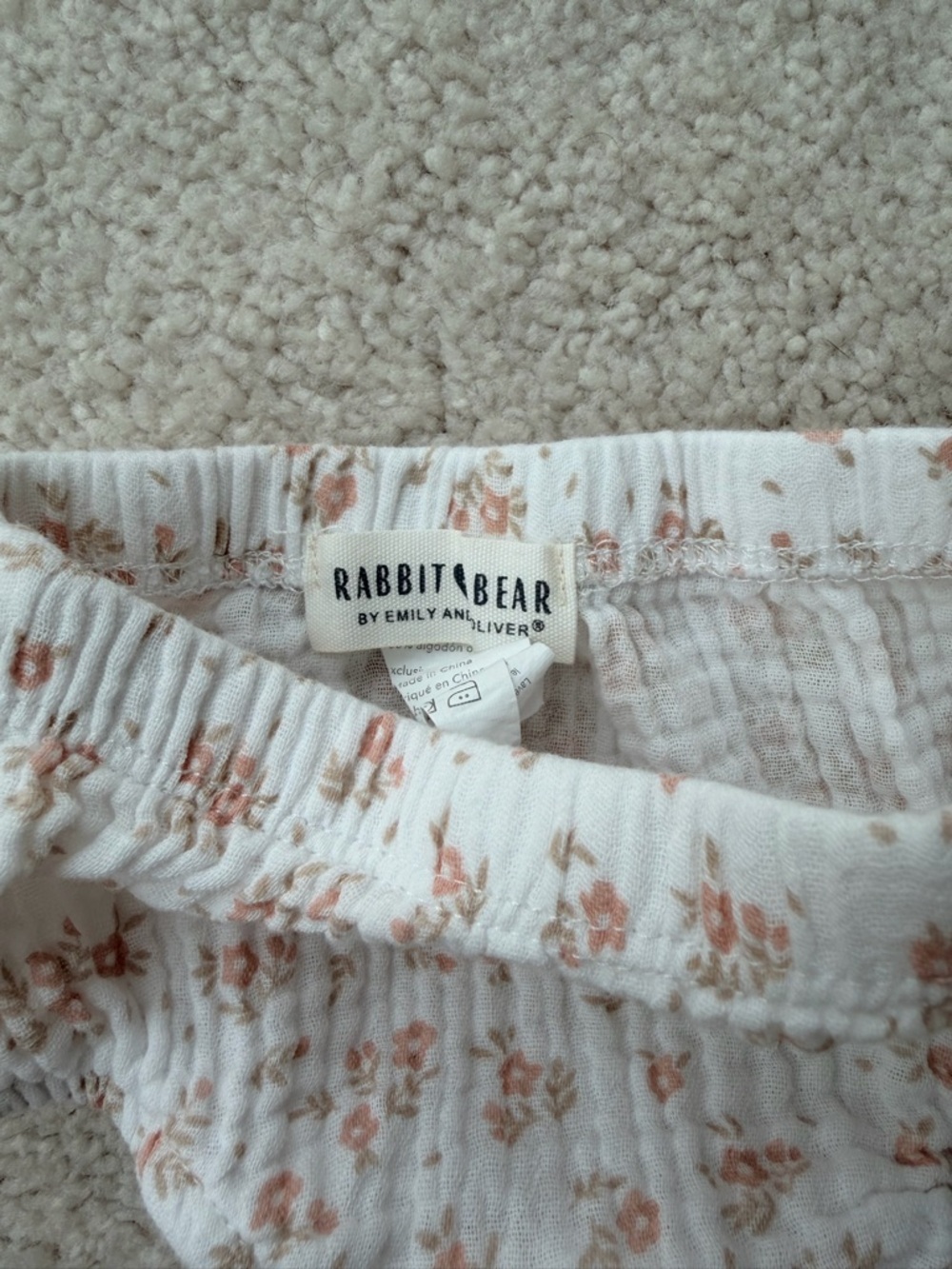 Rabbit + Bear Cream Floral Button-Front Romper Dress with Bloomers - Picture 8 of 9